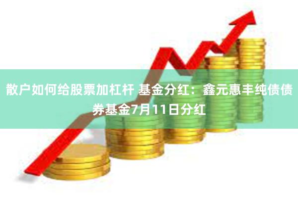 散户如何给股票加杠杆 基金分红：鑫元惠丰纯债债券基金7月11日分红